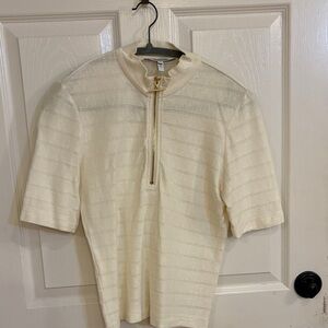 Derek Lam Cream Top with Gold Accent